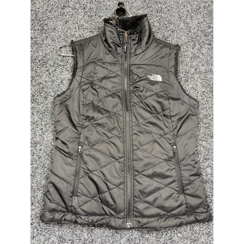 The North Face Vest Womens Small Black Reversible Quilted Fleece